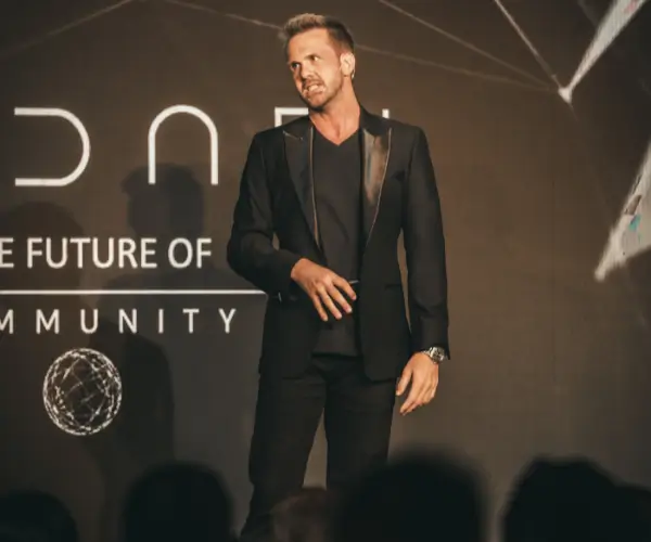 Greg W. Anderson, Senior Vice President of Innovation at Sovren, speaking at a business conference